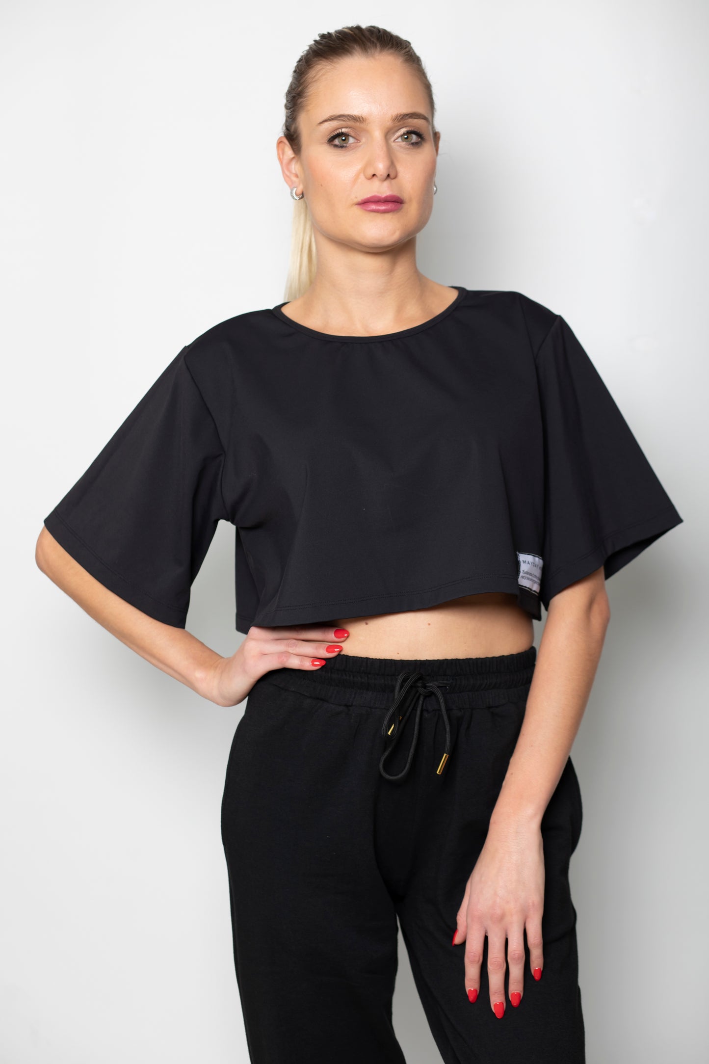 OVERSIZED CROPPED TOP - BLACK
