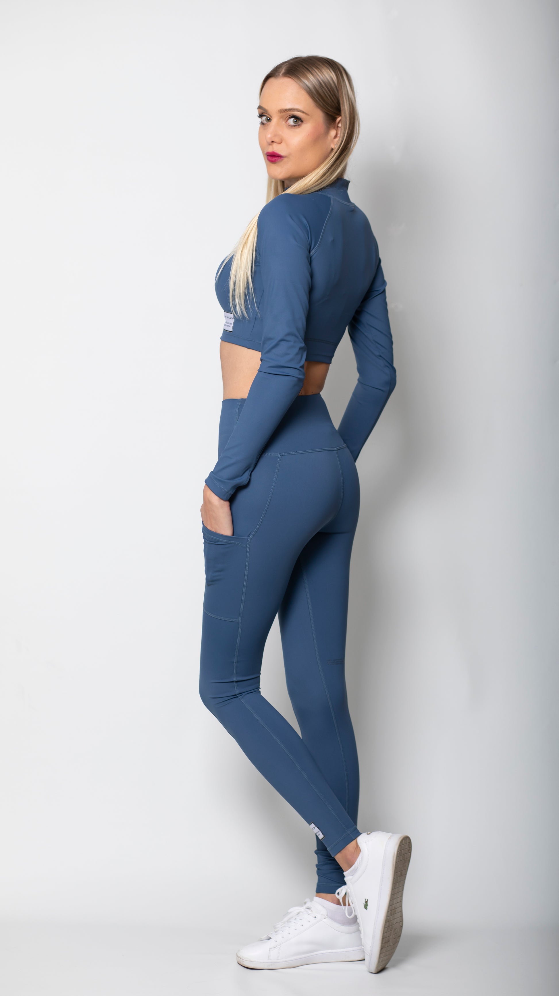 LEGGINGS WITH SIDE POCKETS - BLUE
