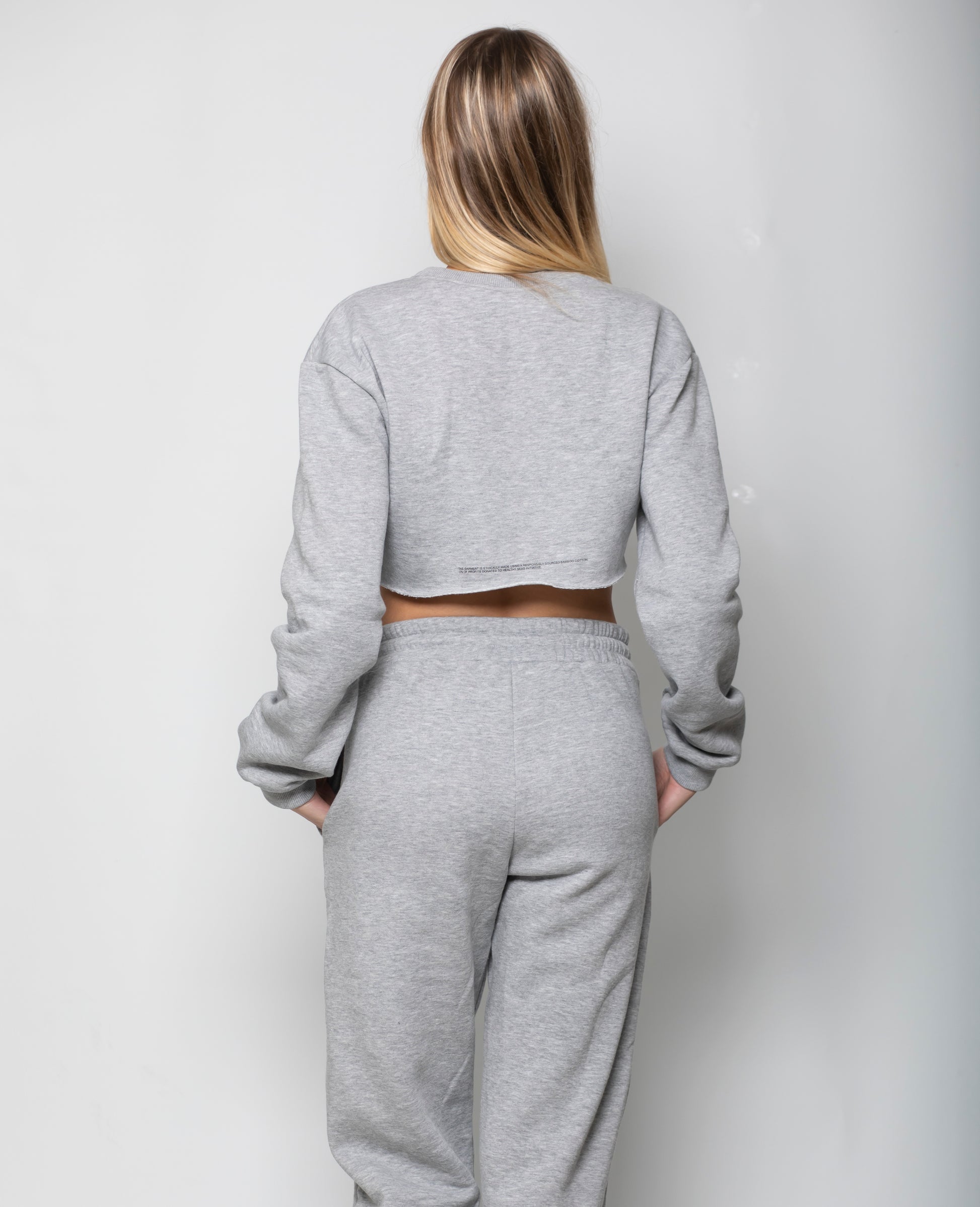 BAMBOO COTTON CROPPED CREWNECK - GREY