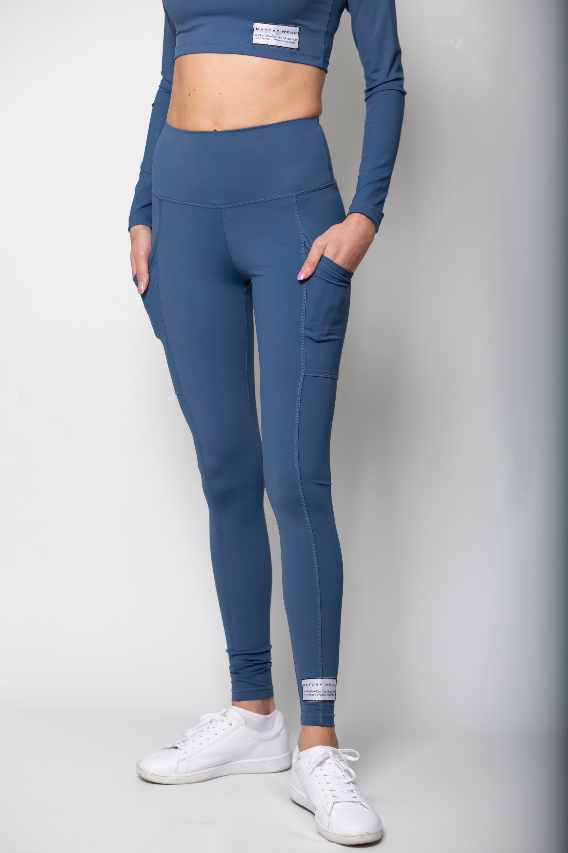 LEGGINGS WITH SIDE POCKETS - BLUE
