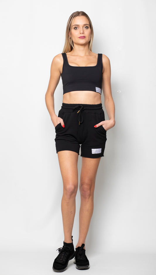 BAMBOO COTTON LOUNGE SHORTS - BLACK