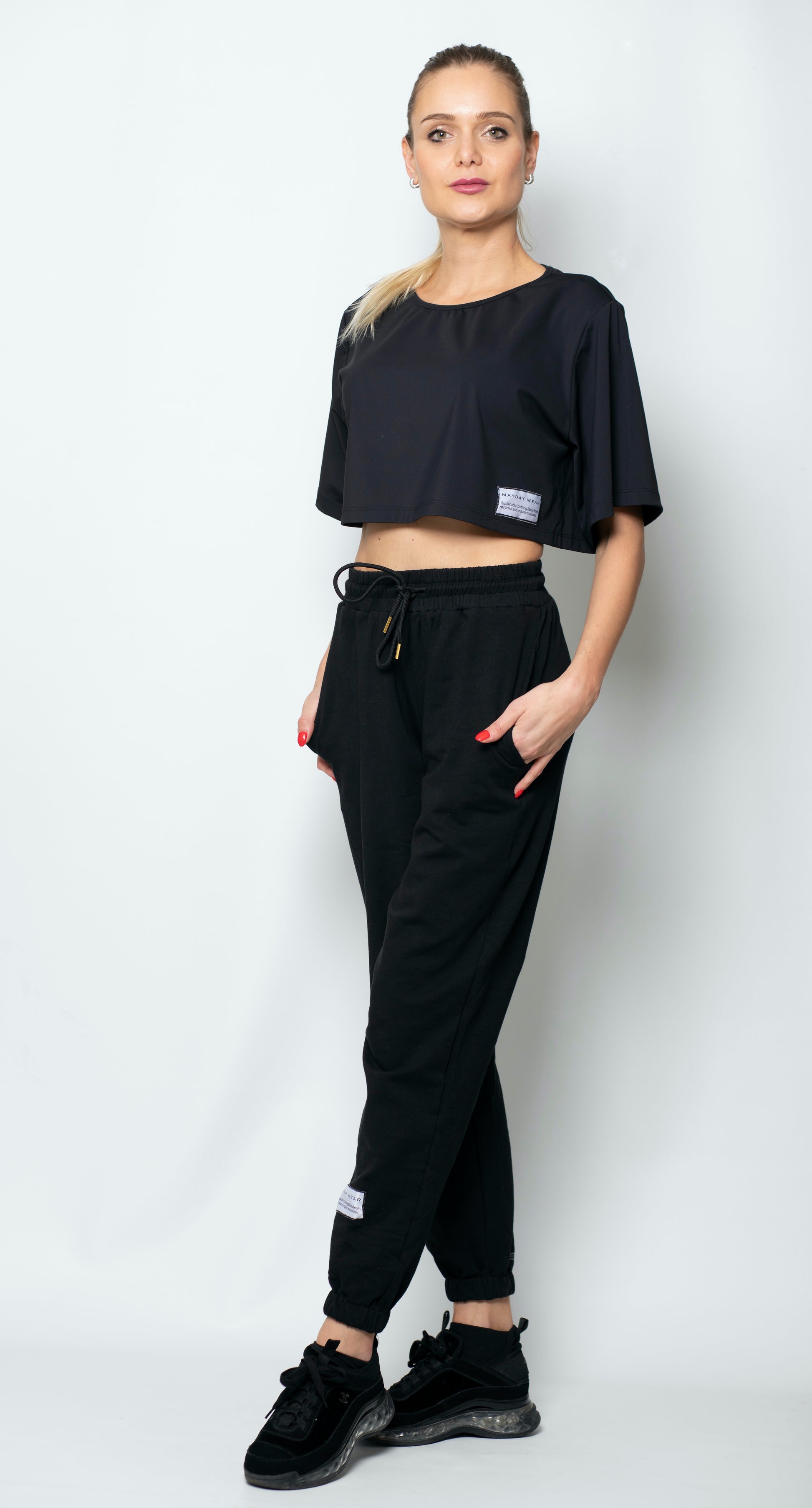 OVERSIZED CROPPED TOP - BLACK