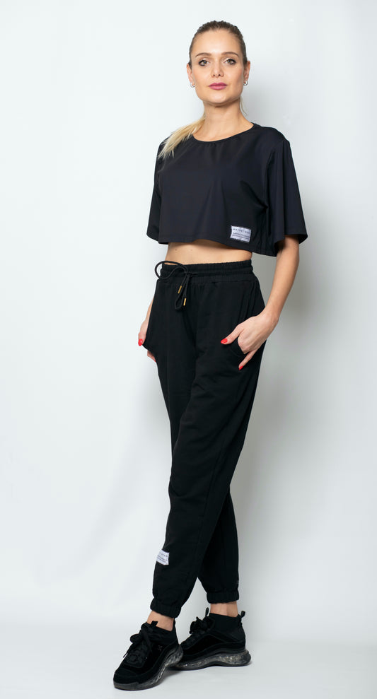 OVERSIZED CROPPED TOP - BLACK