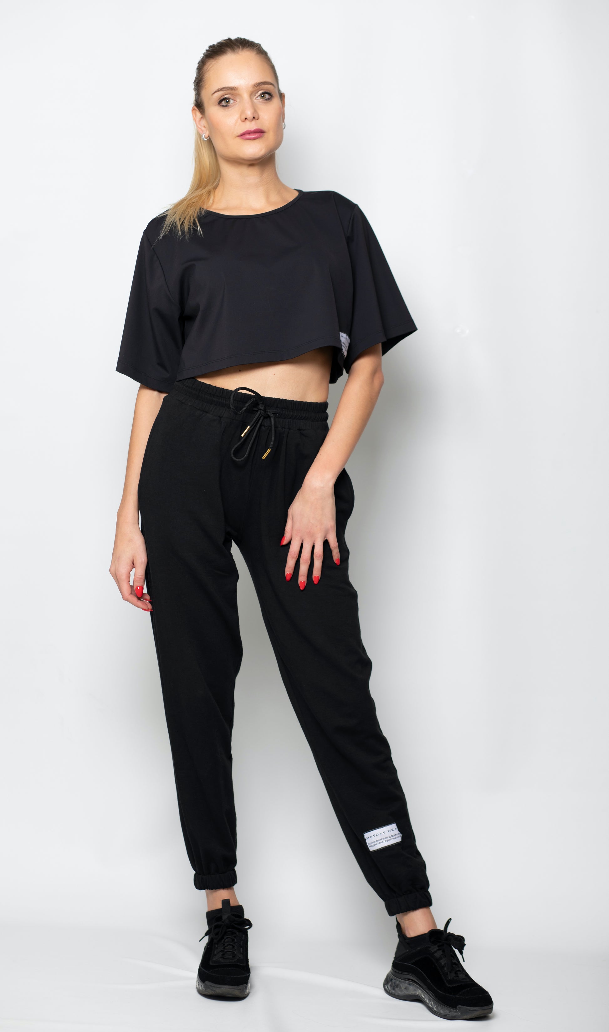 OVERSIZED CROPPED TOP - BLACK