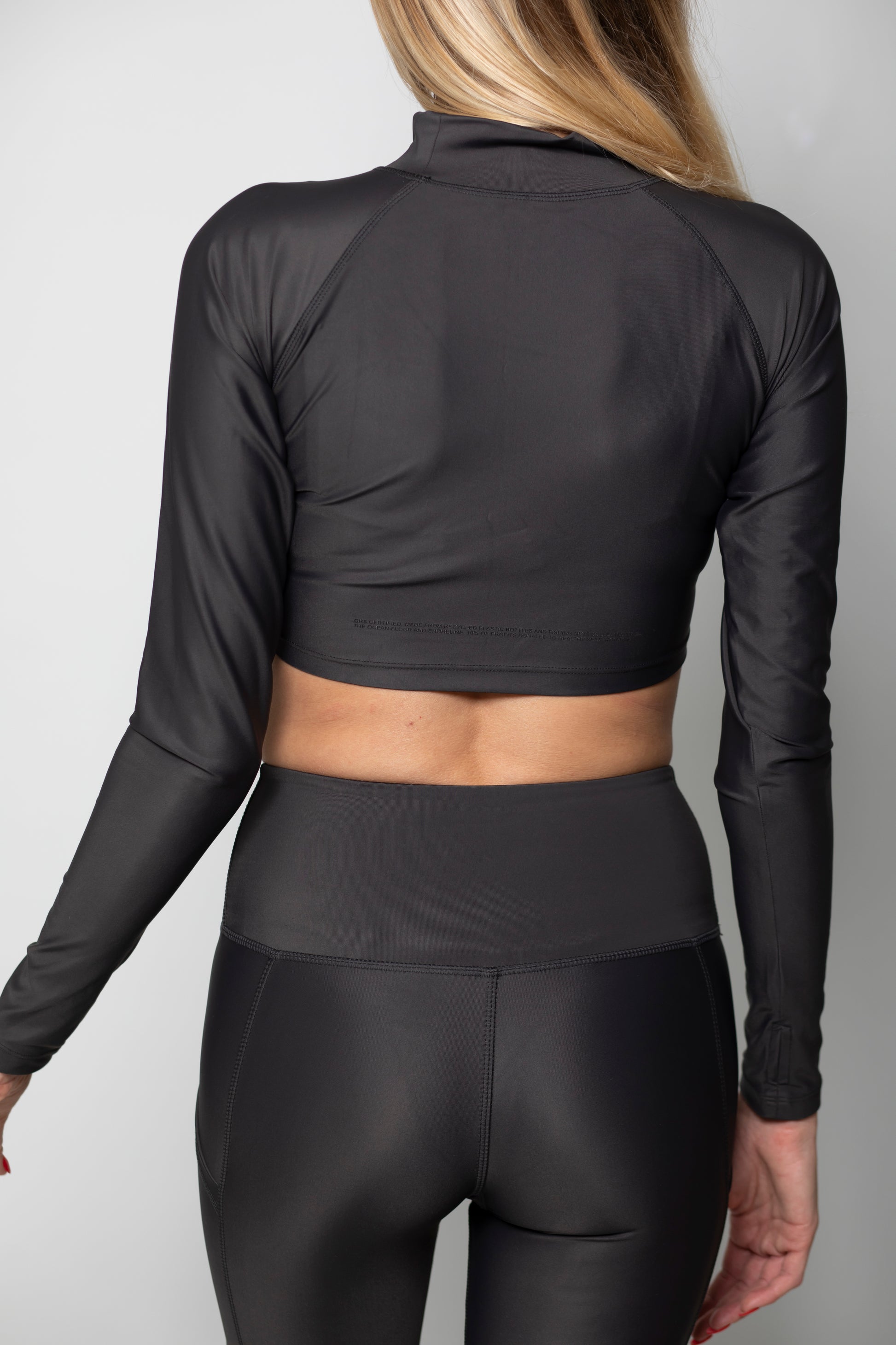 CROPPED MOCK NECK TOP - LIQUORICE